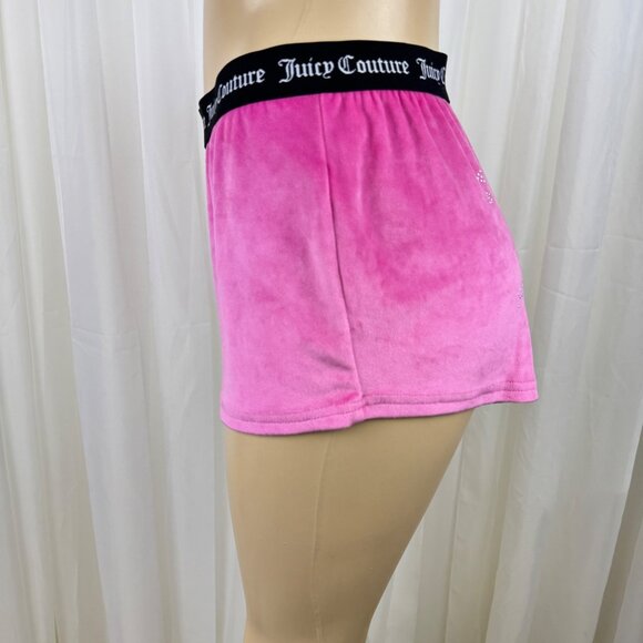 NWOT Juicy Couture Velour Velvet Fleece Bling Shorts Sleepwear MD Pink Spell Out - Picture 6 of 8